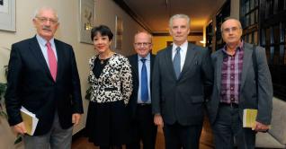 Ramón Rodríguez, Ruth Bousoño, Santiago Fortuño, Alejandro Duque y Julio Concepción, ayer, en el RIDEA.