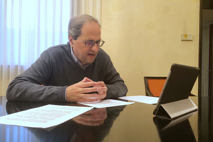 El presidente catalán, Quim Torra, en su despacho.